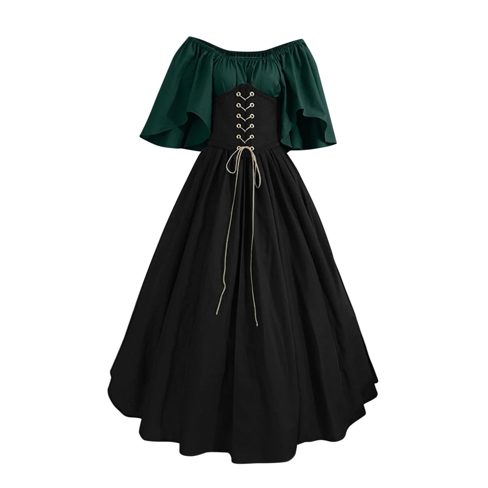 Renaissance Dress Women,Womens Renaissance Costumes Medieval Irish Traditional plus Size Dresses Ruffle over Dress Corset Retro Cosplay Gown
