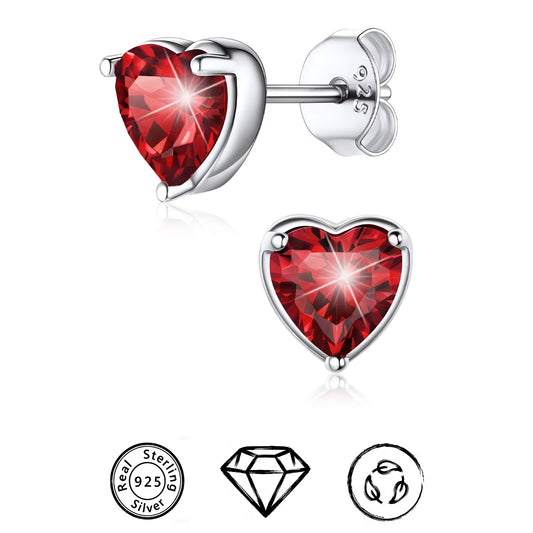 925 Sterling Silver Women Birthstone Stud Earrings 6.3Mm Cubic Zirconia Hypoallergenic Nickel Free Tarnish Resistant Birthday Graduation Jewelry Gifts Teen Her Mom Wife