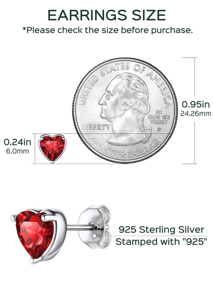925 Sterling Silver Women Birthstone Stud Earrings 6.3Mm Cubic Zirconia Hypoallergenic Nickel Free Tarnish Resistant Birthday Graduation Jewelry Gifts Teen Her Mom Wife