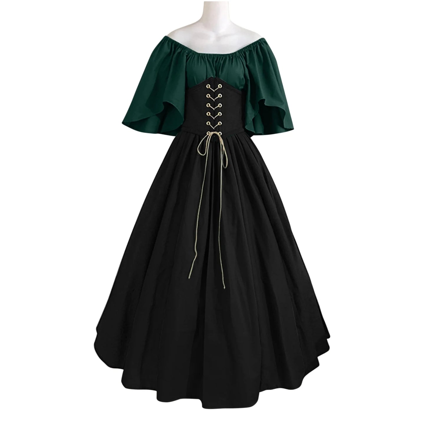 Renaissance Dress Women,Womens Renaissance Costumes Medieval Irish Traditional plus Size Dresses Ruffle over Dress Corset Retro Cosplay Gown
